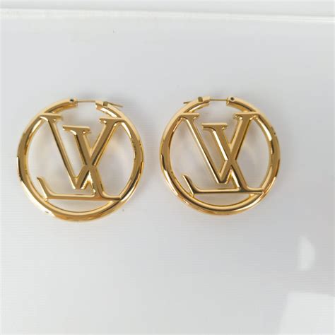 lv silver hoop earrings|louis vuitton gold hoop earrings.